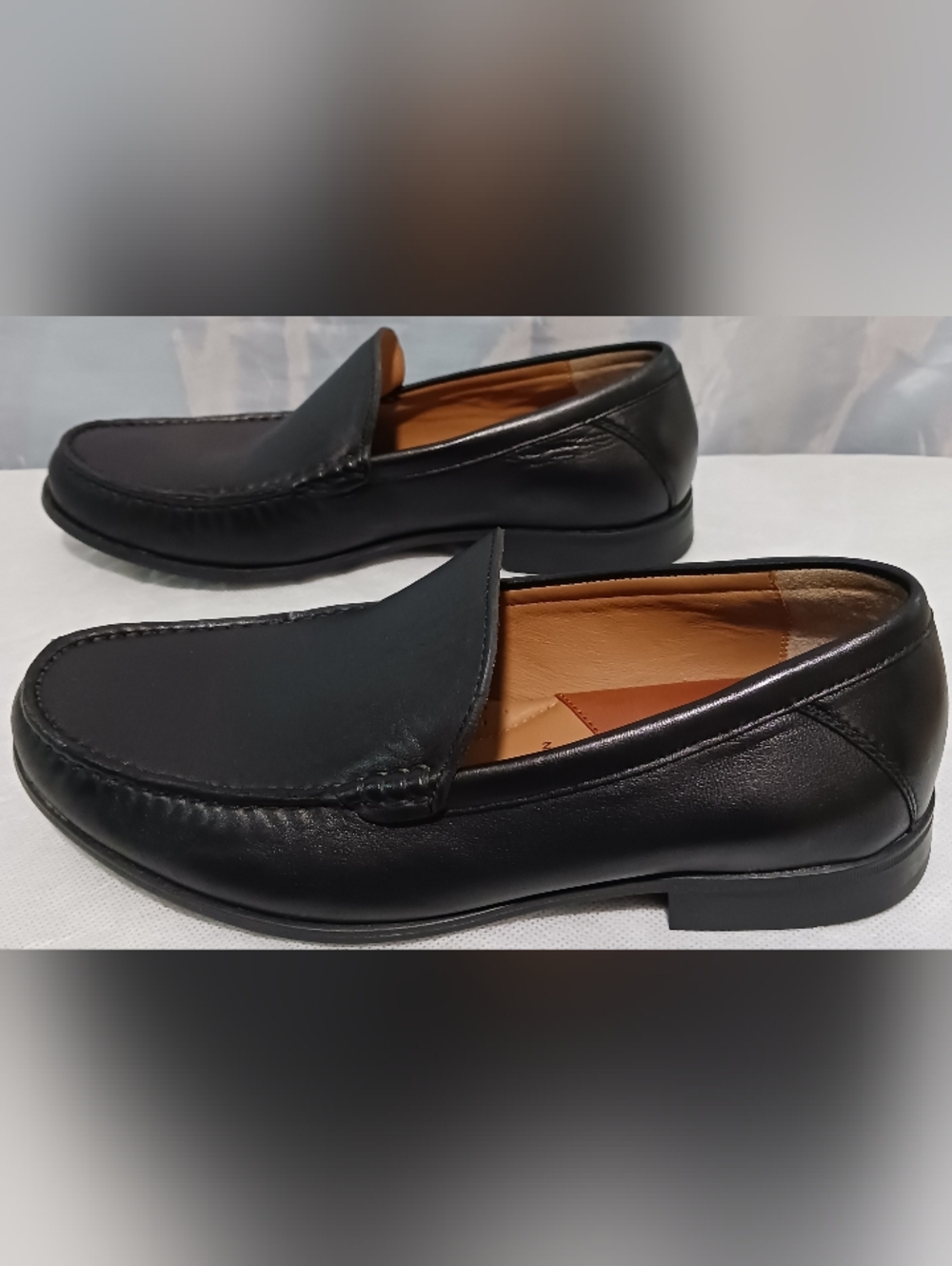 "Johnston & Murphy" Black Leather Moc Toe Slip-On Loafers- Mens ⁶Size 8M